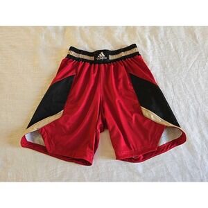 Adidas Shorts Mens Small Red Black Gold Athletic Basketball Mesh Pockets Logo S